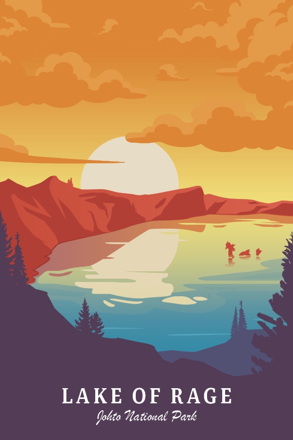 Lake of Rage - Pokémon Inspired 4x6 Postcard / Print