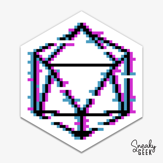 DND D20 Pixel Glitch Sticker